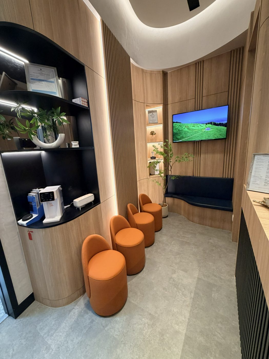 The waiting area at Calm Dental, Millenia Walk